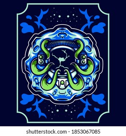 ASTRONAUT TSHIRT VECTOR ILLUSTRATION of ALIEN ATTACK
