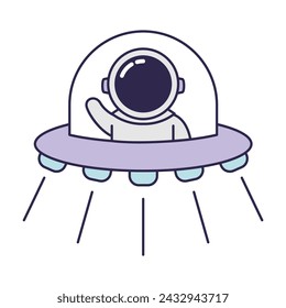 Astronaut in ufo. space astronomy cartoon style 