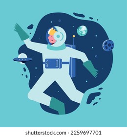 astronaut with ufo space character