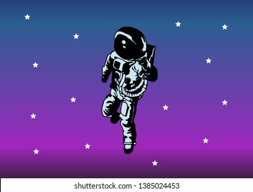 Astronaut in the universe. Vector illustration of a man in space.