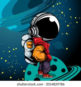 THE ASTRONAUT WITH URBAN STREET WEAR ILLUSTRATION