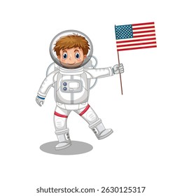 The astronaut and USA flag 