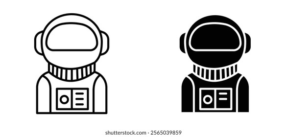 Astronaut user icons in outline and fill. vector illustration for ui.