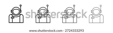 Astronaut user icons, Set of linear icons. Black linear palm icons