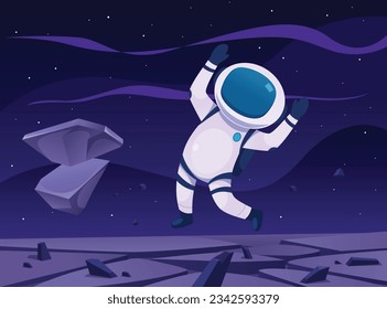 Astronaut vector with asteroid and man cartoon character