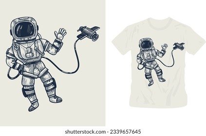 astronaut vector cosmic space vector shirt design editable template