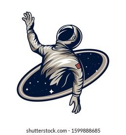 astronaut vector drown on black hole illustration