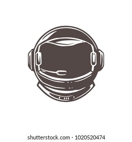 Astronaut vector flat helmet. Monochrome space sign