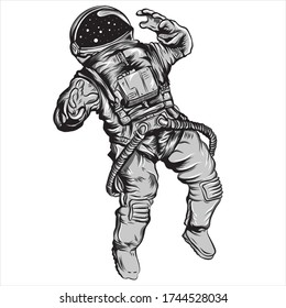 astronaut vector grayscale ilustration space