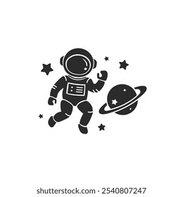 Astronaut Vector Icon Illustration. Science Technology Icon Concept Isolated Premium Vector. Flat Style