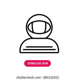 Astronaut vector icon, The outlined symbol of cosmonaut. Simple, modern flat vector illustration for mobile app, website or desktop app   