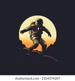 Astronaut vector illustration, abstract design space