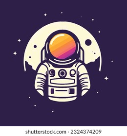 Astronaut vector illustration, abstract design space