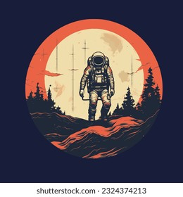 Astronaut vector illustration, abstract design space