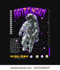 Astronaut Vector Illustration Artwork, Vintage and Modern, Streetwear Graphic Design for t-shirt print design template.