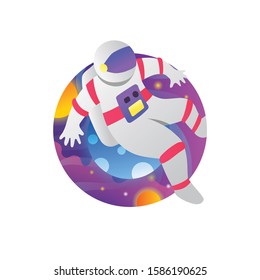 Astronaut vector illustration in circle
