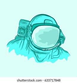 astronaut vector illustration, helmet astronaut