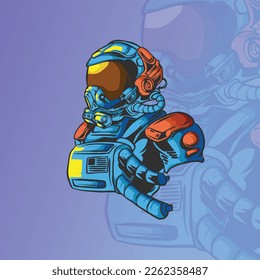 astronaut vector illustration for logo and tshirt design 02