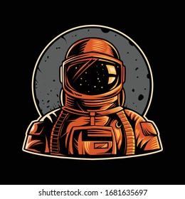 astronaut vector illustration on dark background