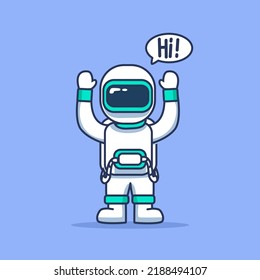 astronaut vector illustration say hi, friendly and funny astronaut