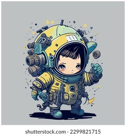 astronaut vector image illustration with dark background