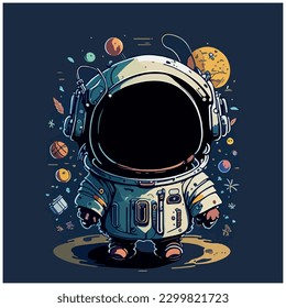 astronaut vector image illustration with dark background