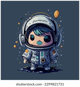 astronaut vector image illustration with dark background