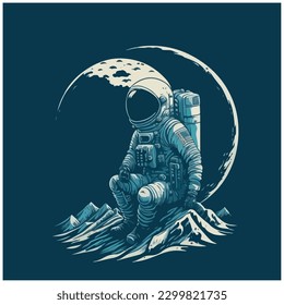 astronaut vector image illustration with dark background