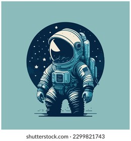 astronaut vector image illustration with dark background