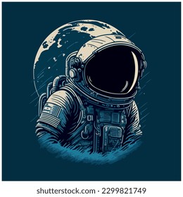 ilustración de imagen vectorial astronauta con fondo oscuro