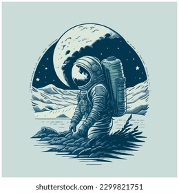 astronaut vector image illustration with dark background
