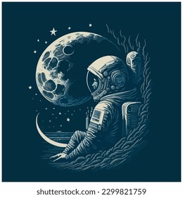astronaut vector image illustration with dark background