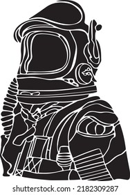 Astronaut Vector Stencil Black White Stock Vector (Royalty Free