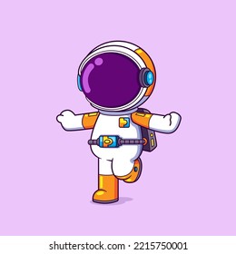 The astronaut is very happy that he can reach the other planet and posing cutely of illustration