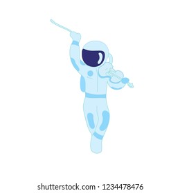 Astronaut with violin without background