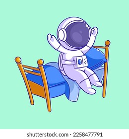 Astronaut is waking up from his bed