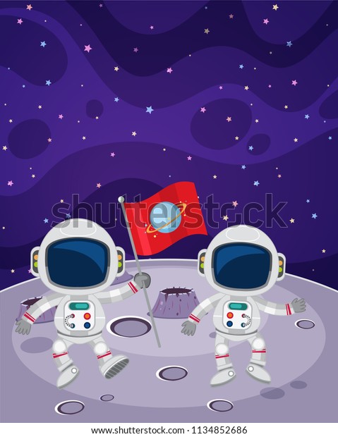Astronaut walk on the moon\
illustration