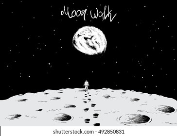 Astronaut walking surface moon