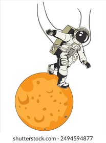 Astronaut walking in planet vector