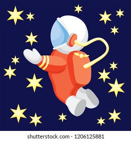 Astronaut walking in space among the stars