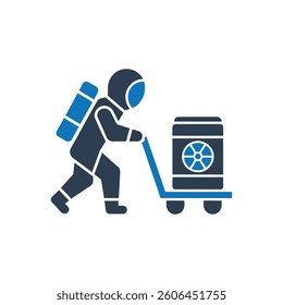 Astronaut Waste Handling Icon On White Background