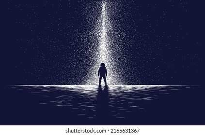 astronaut watching to greatest galaxy in the world. Vector illustration