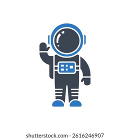 Astronaut Waving Icon On White Background
