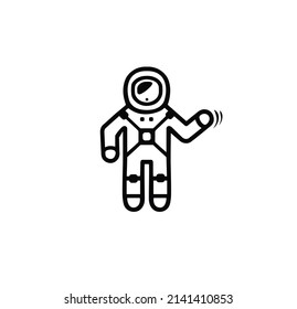 Astronaut Waving Minimal Vector Illustration