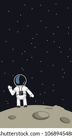 astronaut waving on moon