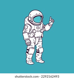 Astronaut waving peace hand cartoon vector icon illustration Science and technology icons isolated