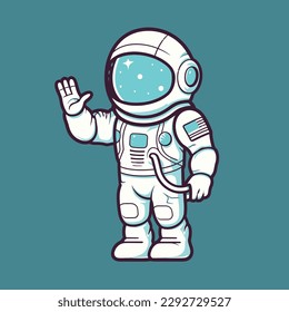 Astronaut waving peace hand cartoon vector icon illustration Science and technology icons isolated