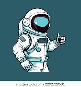 Astronaut waving peace hand cartoon vector icon illustration Science and technology icons isolated