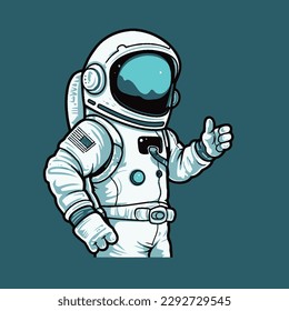 Astronaut waving peace hand cartoon vector icon illustration Science and technology icons isolated