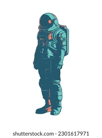 astronaut wearing classic space suit isolated